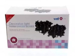 Perdea luminoasa tip turturi 300 LED-uri albe lumina rece cu jocuri de lumini 5.9m cablu transparent well