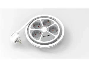 Prelungitor 4 prize 1x USB-A + 1x USB-C 20W cablu 3x1.5mmp 1.4m 3500W alb Technik TPR4W+USB EXTS-4S1.4M/USBC2-THK