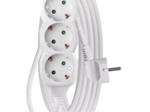 Prelungitor electric 5m 3x Schuko alb P0325R EMOS 3680W conductor cupru 1.5mm2