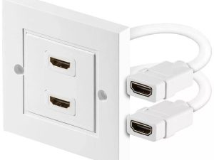 Priza de perete 2x HDMI ecranat alb Goobay