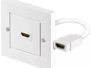 Priza de perete HDMI mama-mama alb ecranat Goobay