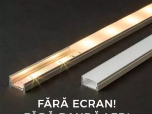 Profil U din aluminiu pentru benzi LED 2000x17x8mm Phenom