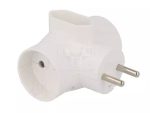 R-20 Conector AC supply splitter Layout 2P Type round flat white TIMEX-ELEKTRO