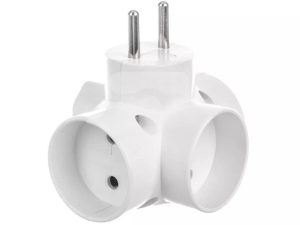 R-43 Conector AC supply splitter Layout 2P Type round flat white TIMEX-ELEKTRO