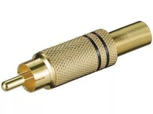 RCA mufa RCA tata metal aurit inel negru Goobay