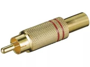RCA mufa RCA tata metal aurit inel rosu Goobay