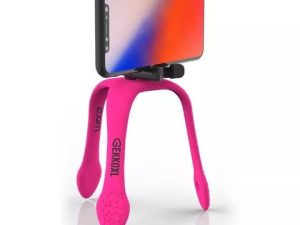 Selfie stick flexibil cu telecomanda bluetooth inclusa roz GekkoXL Zbam