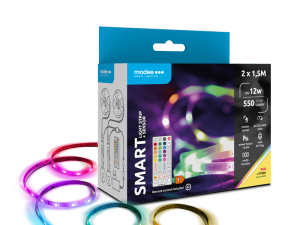 Set 2x1.5m banda LED Smart Modee 12W senzor de miscare cu telecomanda 2700K +RGB 550lm IP20 MSL-LS12W2X1,5MRGB2700KS-R