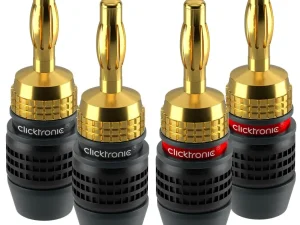 Set 4 mufe Banana 4mm Premium Clicktronic Conexiuni Audio de Inalta Calitate pentru cablu 6.0mm2 52546
