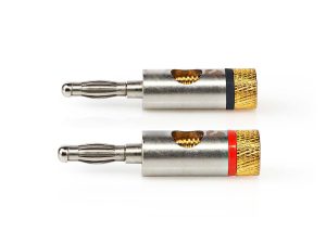 Set conectori banana tata 2buc PROFESIONAL aluminiu metal PROFIGOLD Nedis CATB26900GD