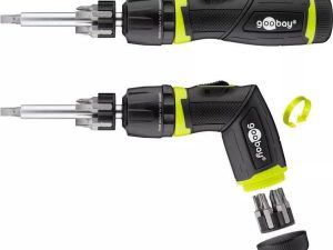 Set surubelnita cu clichet 12biti CrV 4x Phillips PH0 PH1 PH2 PH3 Capete plane 4x 3mm 4mm 5mm 6mm 4x Torx T10 T15 T20 T25 Goobay
