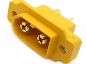 Soclu alimentare DC XT60 tata 2pini lipire montare pe panou 30A 500V galbena AMASS XT60E1-M / XT60E-M