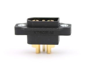 Soclu alimentare DC XT60 tata 3 pin (2+1) lipire neagra 600V AMASS XT60IE-M