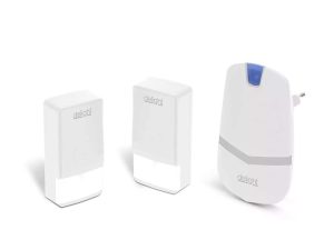 Sonerie digitala alba fara fir si fara baterie cu 2 unitati de exterior Kinetic IP44 delight