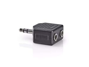 Splitter Jack audio 3.5 mm tata - 2x 3.5 mm mama negru Nedis