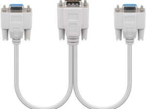 Splitter VGA 15 pini tata la 2x VGA mama 15 pini crem