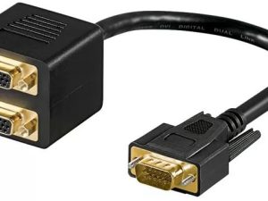 Splitter VGA - 2x VGA mama aurit dubla ecranare