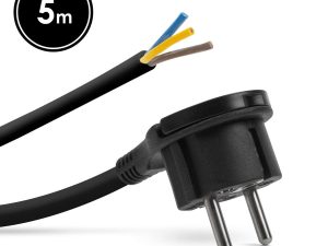 Stecher cu clema cablu 5m 3x1.5mm2 cu fire libere negru delight