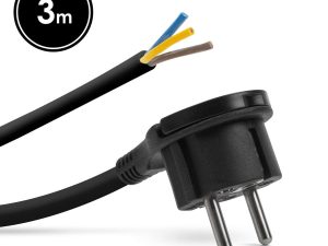Stecher cu clema si cablu de 3m 3x1.5mm2 cu fire libere negru delight
