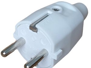 Stecher Schuko cauciucat alb cu presetupa cauciuc IP20 16A 250V ODO SPN3110