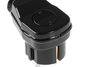 Stecher Shuko iesire laterala negru cu intrerupator WT-16U/LK/BK Plastrol