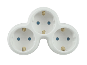 Stecher triplu Technik TP3 cu contact protectie 3x Schuko 16A 3500W alb
