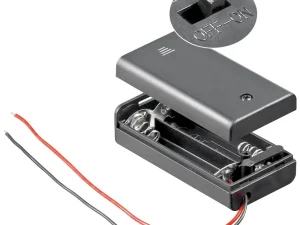 Suport baterii 2x AA R6 cu Intrerupator si Capete de cablu libere Rezistent la apa 12443 Goobay