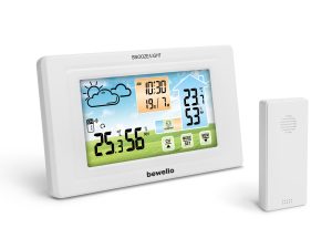 Termometru digital si ceas cu alarma exterior / interior alimentare USB sau 2x AAA alb BEWELLO BW2070