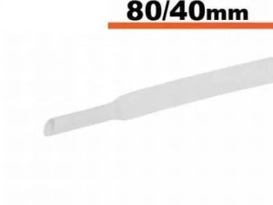 Tub termocontractibil alb 80mm/ 40mm 0.5m