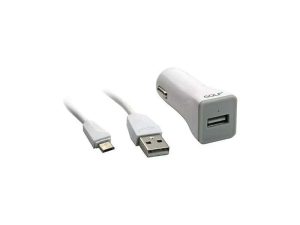 USB Incarcator Golf Auto 1 Micro USB 1A 1000mA 1m la priza bricheta auto alb