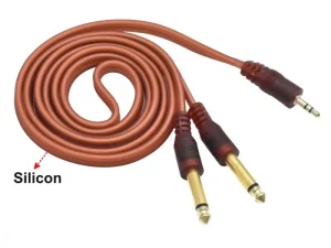 Cablu audio 3.5 mm Jack stereo tata la 2x6.35 mm Jack mono tata cablu plat silicon 1.5m contacte aurite