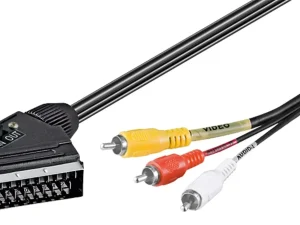 Cablu AudioVideo 2m SCART tata - 3x RCA tata cu comutator IN/OUT