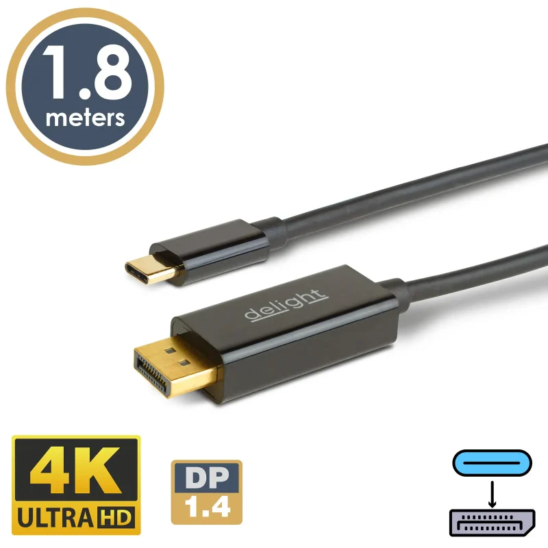 cablu-usb-c-la-displayport-v14-4k-60hz-18m-delight-20335b