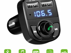 Modulator FM cu Bluetooth V5.0+EDR slot 2xUSB 1A + 3.1A /afisaj LED X8