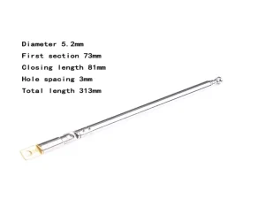 Antena telescopica 110-313mm 5 segmente + balama ANTENA-RADIO6