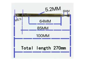 Antena telescopica 5 segmente 5264 100-270mm + balama ANTENA-RADIO3