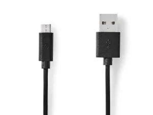 Cablu USB 2.0 USB-A - Micro USB 2m AWG28/24 negru Nedis CCGL60500BK20