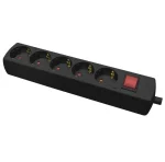Multipriza 5 prize cu intrerupator negru 16A 3500W Plastrol GN-570SWS/BK