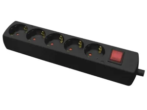 Multipriza 5 prize cu intrerupator negru 16A 3500W Plastrol GN-570SWS/BK