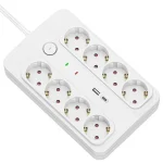Prelungitor cu protectie Technik TP1255 8 prize 1x USB-A 1x USB-C cablu 3x1.5mmp 1.5m alb