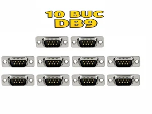 Set 10 conectori SERIAL tata D-Sub 9 pini lipire pe cablu 5A CONNFLY DS1033-09MUNSISS-10