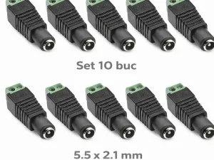 Set 10 mufe alimentare DC 2.1x5.5mm mama cu prindere rapida cu surub regleta GNI0510-10