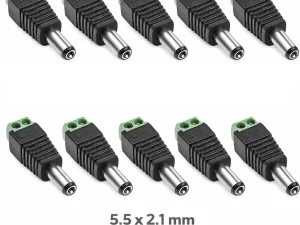 Set 10 mufe alimentare DC 2.1x5.5mm tata prindere cu surub regleta WTY0622-10