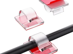 Set 24buc organizatoare de cabluri Well autoadezive transparente ORG-CABLE-S0224TT-WL