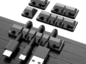 Set organizator de cabluri Well autoadeziv 5 dimensiuni 5buc negru ORG-CABLE-S0105BK-WL