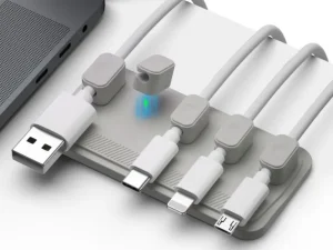 Set organizator de cabluri Well magnetic pentru 5 cabluri gri ORG-CABLE-M0305GY-WL