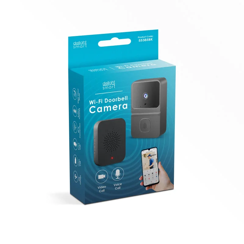set-sonerie-video-smart-wi-fi-baterie-hd-negru-delight-55385bk