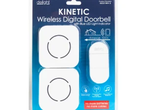Sonerie fara fir Kinetic fara baterii 1 buton +2 receptoare alb delight 55331WH-2