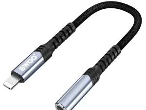 Adaptor audio Lightning tata - JACK 3.5 mm mama 10cm negru BWOO BO-BZ48
