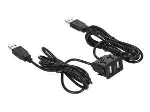 Modul panou auto 2x USB-A mama la 2x USB-A tata cablu 1m negru